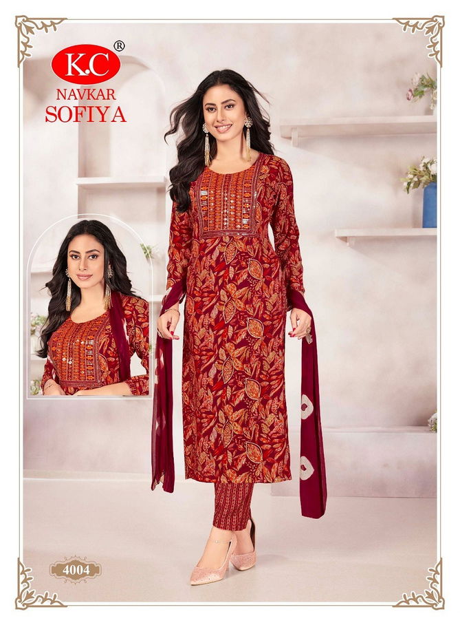 Sofiya Vol 4 By Navkar Rayon Embroidery Kurti With Bottom Dupatta Wholesale Price In Surat